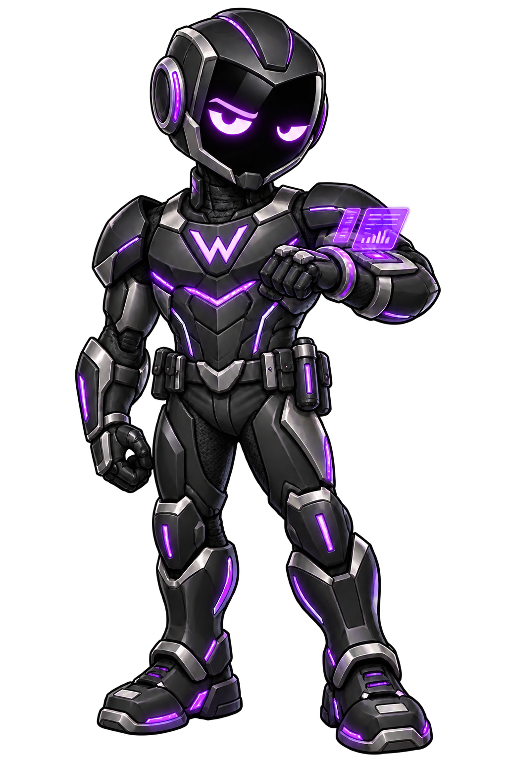 Agent Willi 2.0, DPD’s black, silver and ultraviolet armoured cyber-moderator